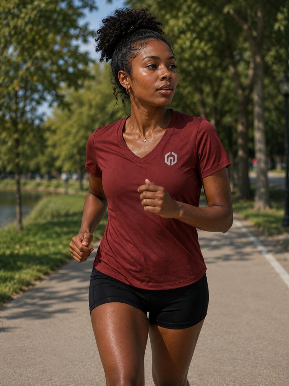 Neleus Maroon athletic performance tee